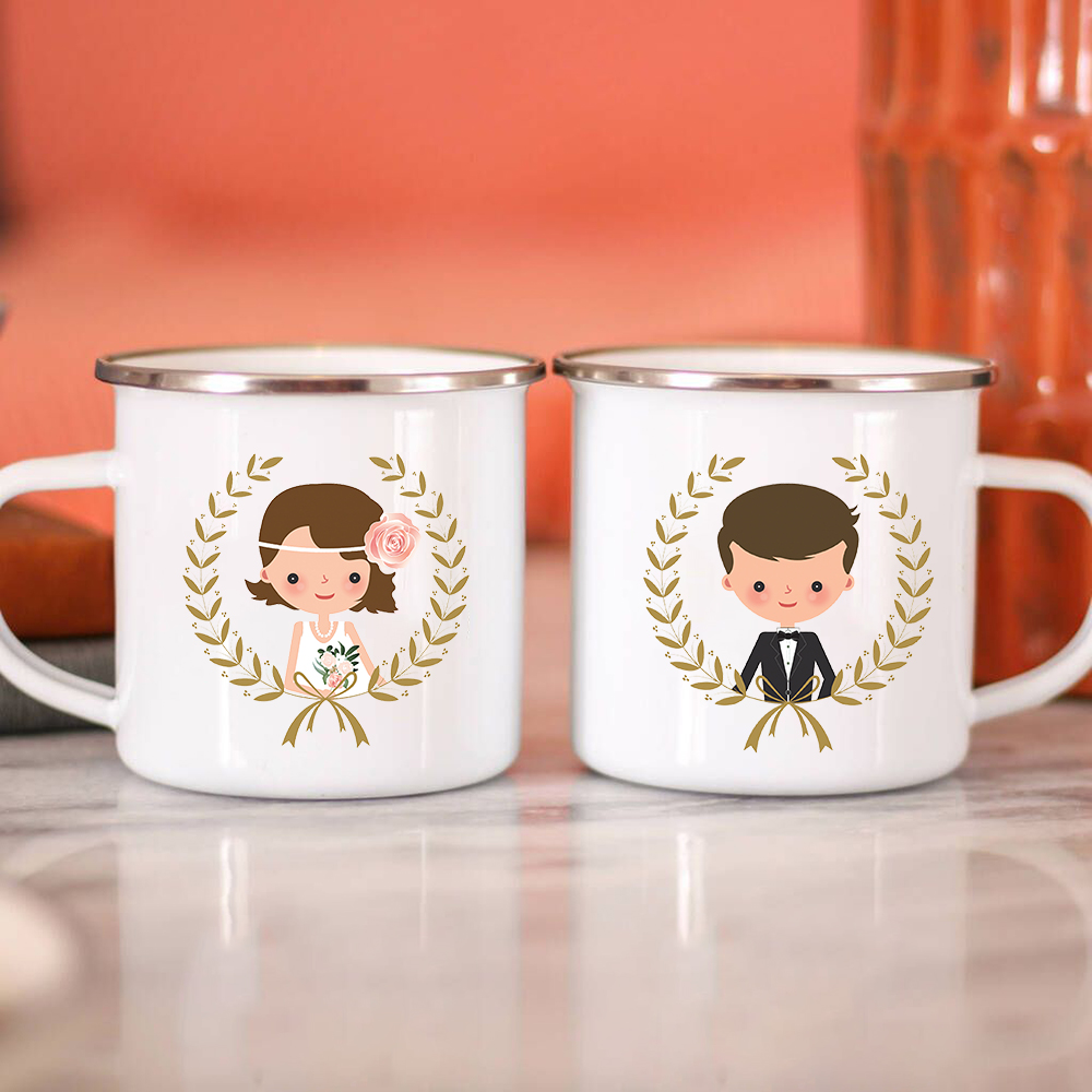 Wine Beer Coffee - Bride Bridegroom Creative Enamel Coffee Mugs