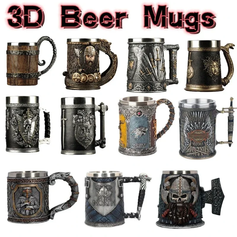 3D Beer Mugs Coffee Cups Gothi - Wine Beer Coffee recension och pris