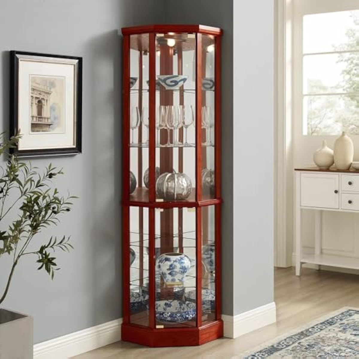Tall Lighted Curio Cabinet 70  - Wine & Beer Emporium recension och pris