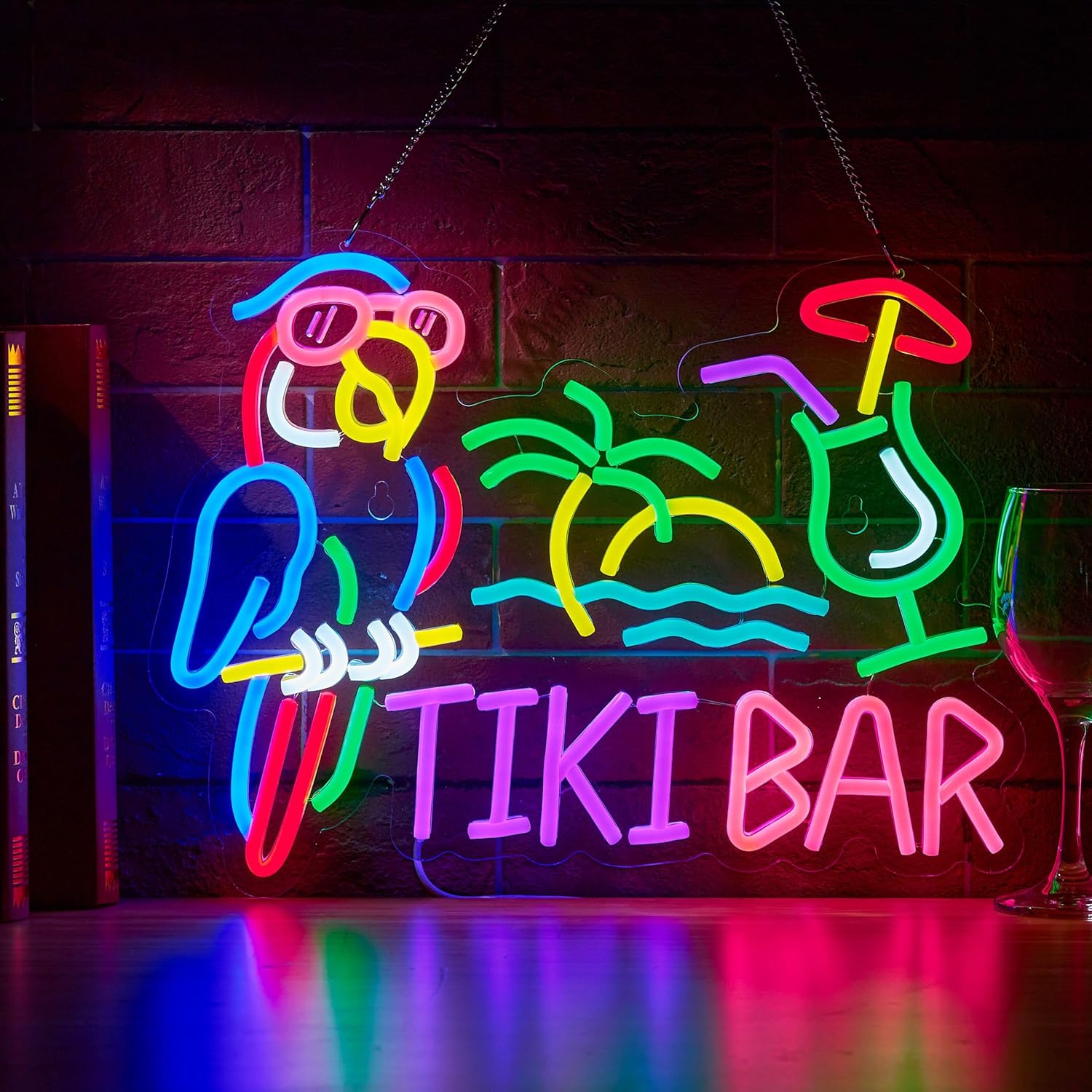 Tiki Bar Parrot Palm Tree Neon - Beer & Wine Grab recension och pris