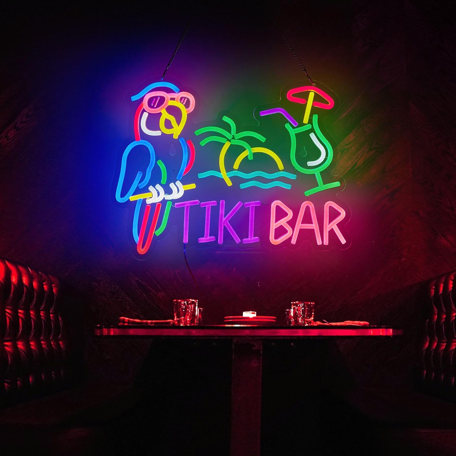 Tiki Bar Parrot Palm Tree Neon - Beer & Wine Grab recension och pris