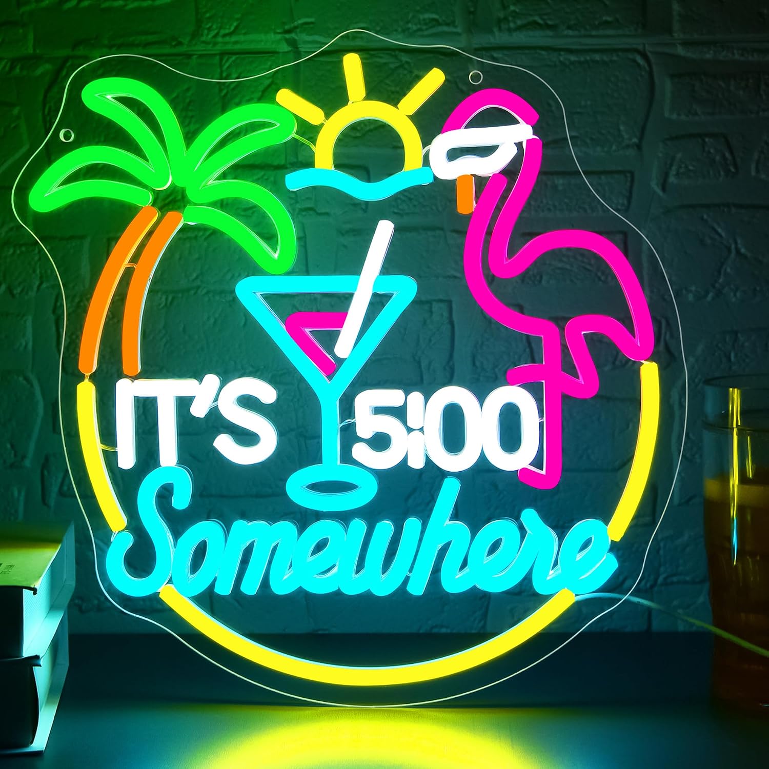 Tiki Bar Parrot Palm Tree Neon - Beer & Wine Grab recension och pris