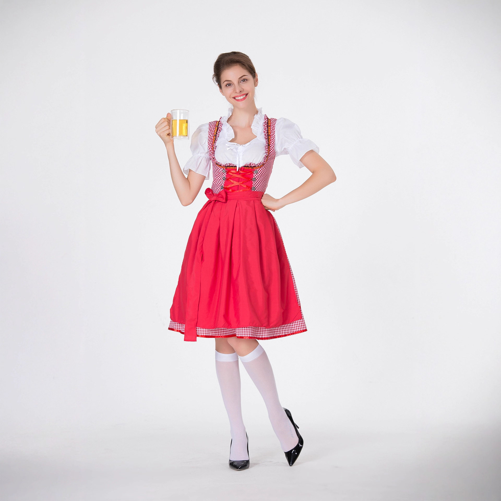 Women German Dirndl Dress Plai - Beer & Wine Downtown recension och pris