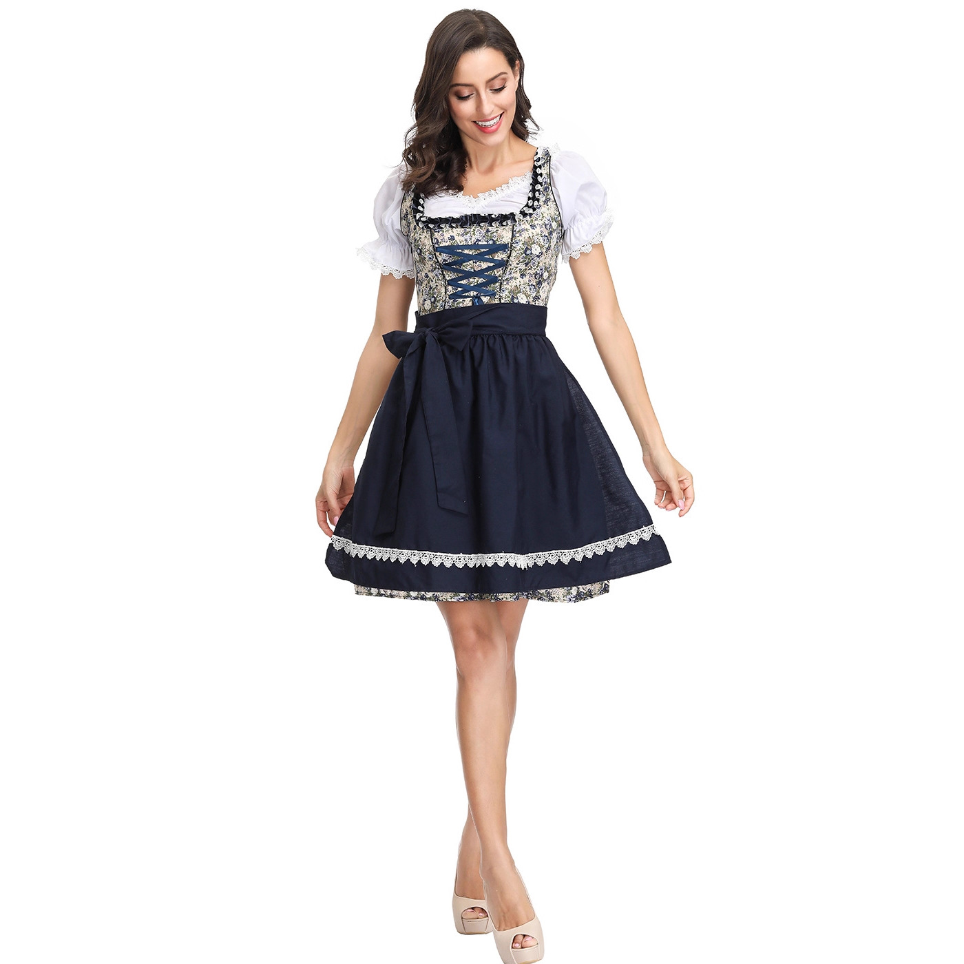 Women German Dirndl Dress Plai - Beer & Wine Downtown recension och pris
